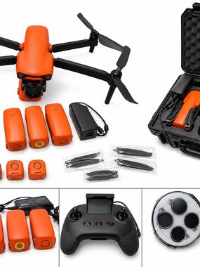 Orange Foldable Camera Drone Kit with Extra Batteries & Controller